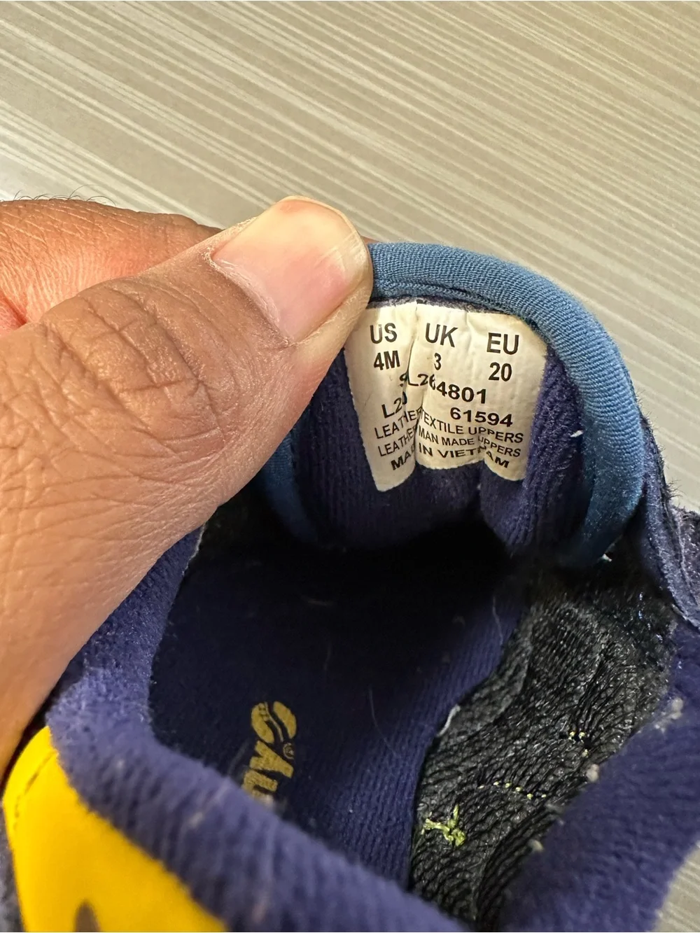 Saucony Navy and Yellow Kids Velcro Sneakers